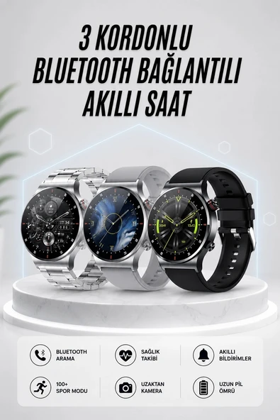 Akıllı Saat Amoled Ekran Bluetooth Bağlantılı Sesli Görüşme Nabız Ölçer ürün görseli 1