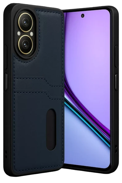 Newface Realme 12 Lite Kılıf Sara Kartvizitli Deri Kılıf - Lacivert ürün görseli 1