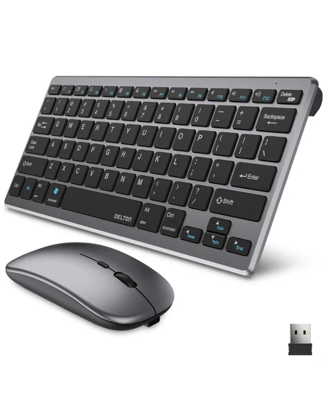 Bluetooth ve 2.4G Destekli Kablosuz Klavye Mouse Seti Şarj Edilebilir - Resim 4