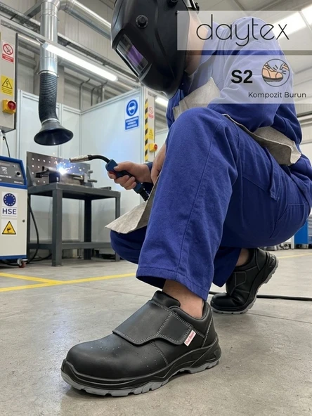 K-505 S2 SRC - Hakiki Cilt Deri Cırt Cırtlı Bağcıksız Kıvılcım Korumalı Kompozit Burunlu Konforlu Kaynakçı ve Döküm İş Ayakkabısı ürün görseli 1