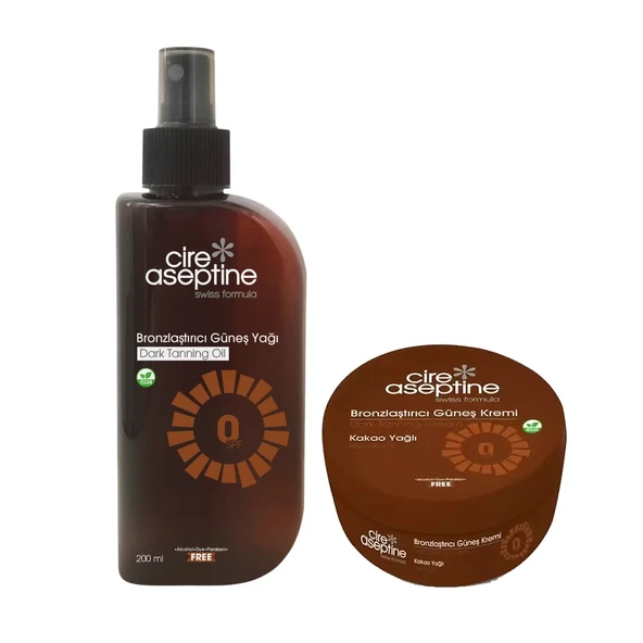 Cire Aseptine Bronzlaştırıcı Güneş Yağı 0 Spf 200 Ml ve Güneş Kremi 100 ml Kakao Yağlı ürün görseli 1