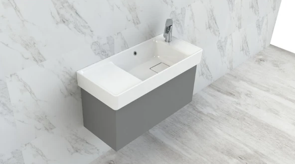 Turkuaz Seramik Sharp 80X35 cm Etajerli Lavabo - Resim 2