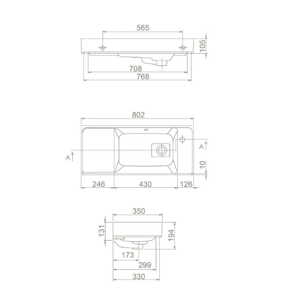Turkuaz Seramik Sharp 80X35 cm Etajerli Lavabo - Resim 3