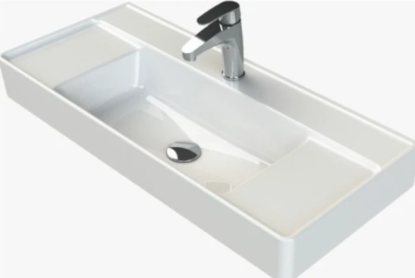 Turkuaz Seramik Cerastyle Sharp 85 x 38 cm Etajer Uyumlu Lavabo ürün görseli 1