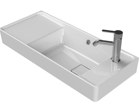Turkuaz Seramik Sharp 80X35 cm Etajerli Lavabo ürün görseli 1
