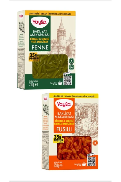 Yayla Kırmızı Mercimek Fusulli + Yeşil Mercimek Penne 250 gr ürün görseli 1