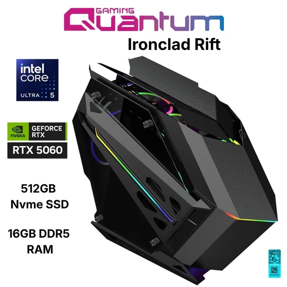 Quantum Gaming Ironclad Rift Ultra 5 245KF 16GB DDR5 512GB NVMe RTX5060 8GB Gaming Desktop ürün görseli 1
