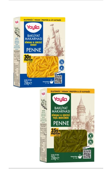Yayla Yeşil Mercimek Penne + Nohut Penne 250 gr ürün görseli 1