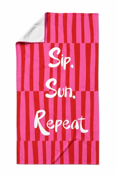 Cozy Home Heatwave Plaj Havlusu First Sip Pembe ürün görseli 1