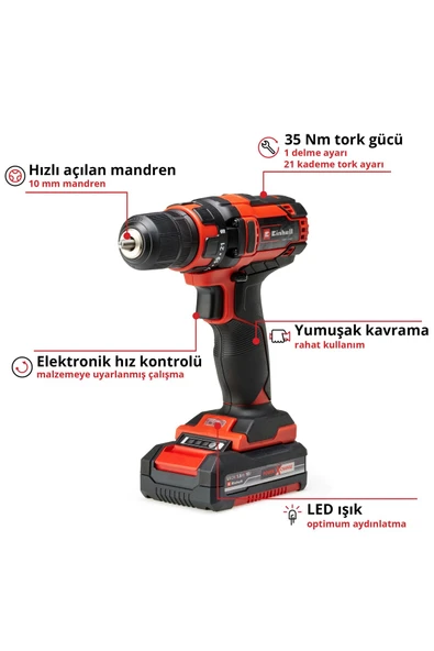 Einhell TE-CD 18/35 Li (1x1,5 Ah), Akülü Vidalama - 4513914 ürün görseli 1