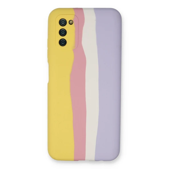 Samsung Galaxy A03s Kılıf Ebruli Lansman Silikon - Sarı-mavi ürün görseli 1