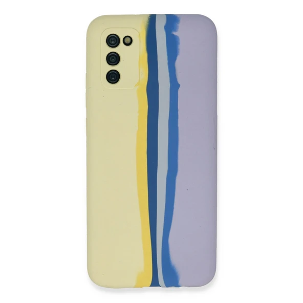 Samsung Galaxy A03s Kılıf Ebruli Lansman Silikon - Sarı-lila ürün görseli 1