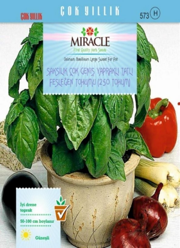 Miracle Saksılık Çok Geniş Yapraklı Tatlı Fesleğen Tohumu(250 tohum) ürün görseli 1