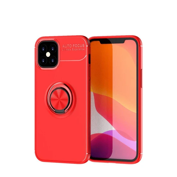 Apple İphone 12 Mini Kılıf Range Yüzüklü Silikon - Kırmızı ürün görseli 1