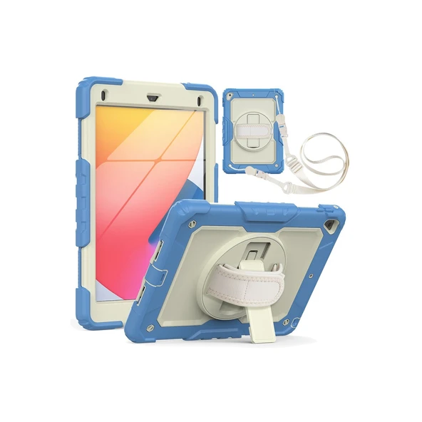 Apple İpad 5 Air 9.7 Kılıf Strap New Tablet Kapak - Mavi ürün görseli 1