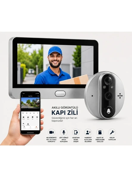 CMR101 Akıllı Kapı Zili ile Güvende Kalın Akıllı Kamera ile 7/24 Koruma Tek Dokunuşta Güvenlik ürün görseli 1