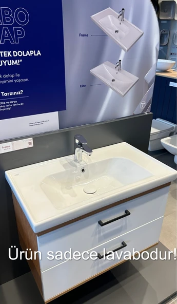 Turkuaz Cerastyle Turkuaz Seramik Frame Etajerli Lavabo 80 x 45 cm ürün görseli 1
