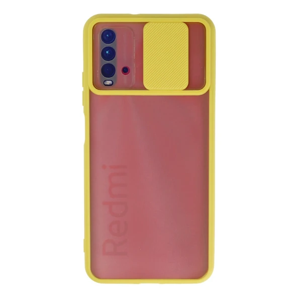 Xiaomi Redmi 9t Kılıf Palm Buzlu Kamera Sürgülü Silikon - Sarı ürün görseli 1