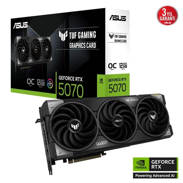 ASUS TUF-RTX5070-O12G-GAMING, 12Gb, 192Bit, GDDR7, 2xHDMI, 3xDP GAMING Ekran Kartı ürün görseli 1