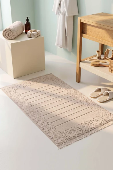 Aflora Bej %100 Pamuk Ayak Havlusu - 60x130 cm ürün görseli 1