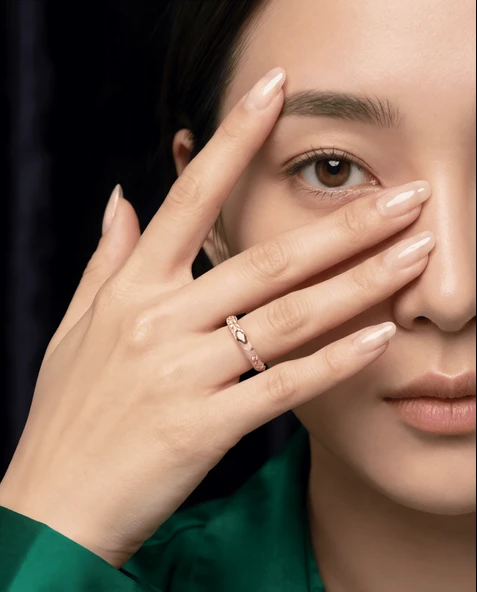 Badiya Kore Kübik Zirkonya Taşlı Pembe Mineli Kuyum İşçiliği Ayarlanabilir Yüzük ürün görseli 1