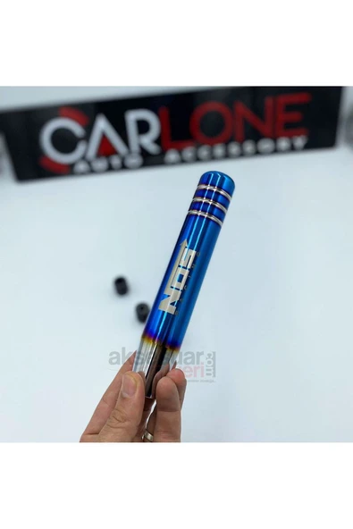 Drift-Drag Nos Logolu MAVİ-GÜMÜŞ Renk Sert Metal Malzeme Süper Lüx Vites Topuzu ürün görseli 1