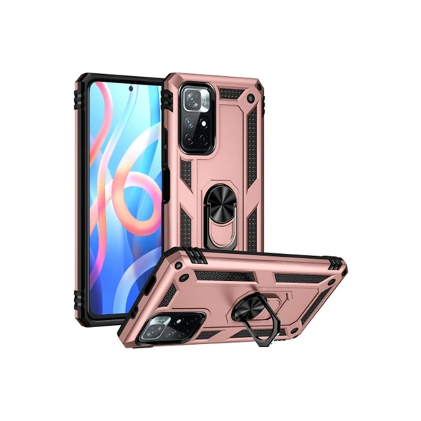 Xiaomi Redmi Note 11t Kılıf Sofya Yüzüklü Silikon Kapak - Rose ürün görseli 1