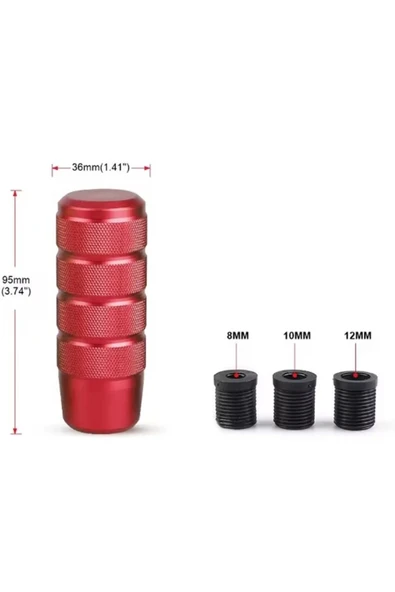 Kırmızı Baklalı Vites Topuzu Metal-Spor Araçlar İçin 9.5cm Renkli Şık Tasarım ürün görseli 1