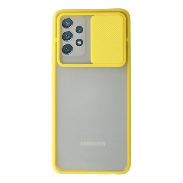 Samsung Galaxy A72 Kılıf Palm Buzlu Kamera Sürgülü Silikon - Sarı ürün görseli 1