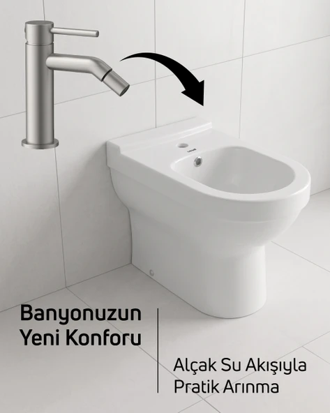 Vitroya Duvara Dayalı Bide ve Armatür Seti - Resim 4