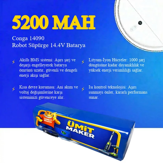 Conga 14090 Robot Süpürge 5200 mAh Batarya - Resim 3