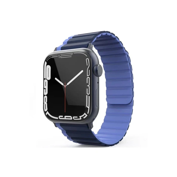 Apple Watch 42mm Mo-wb1 Çift Renk Mıknatıslı Silikon Kordon (SAAT DEĞİLDİR) - Lacivert-mavi ürün görseli 1
