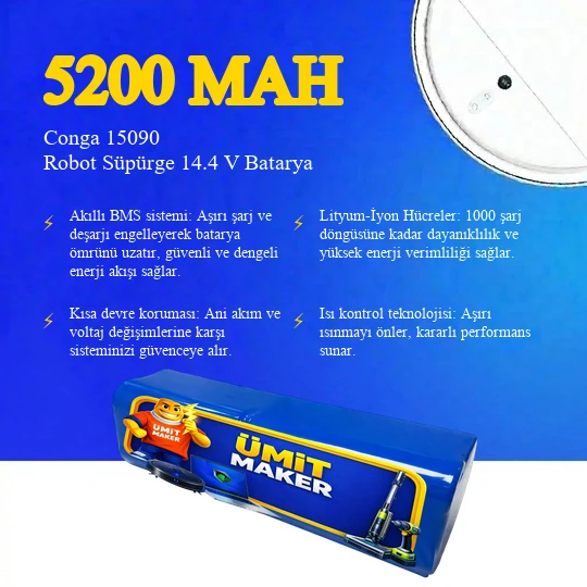 Conga 15090 Robot Süpürge 5200 mAh Batarya - Resim 3