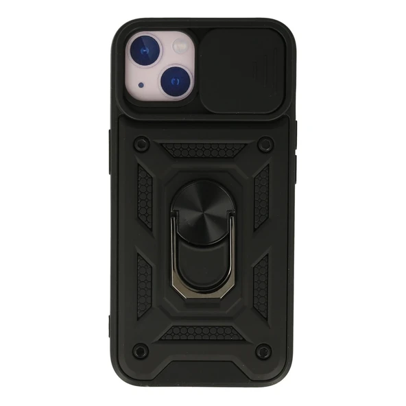 Apple İphone 15 Kılıf Pars Lens Yüzüklü Silikon - Siyah ürün görseli 1
