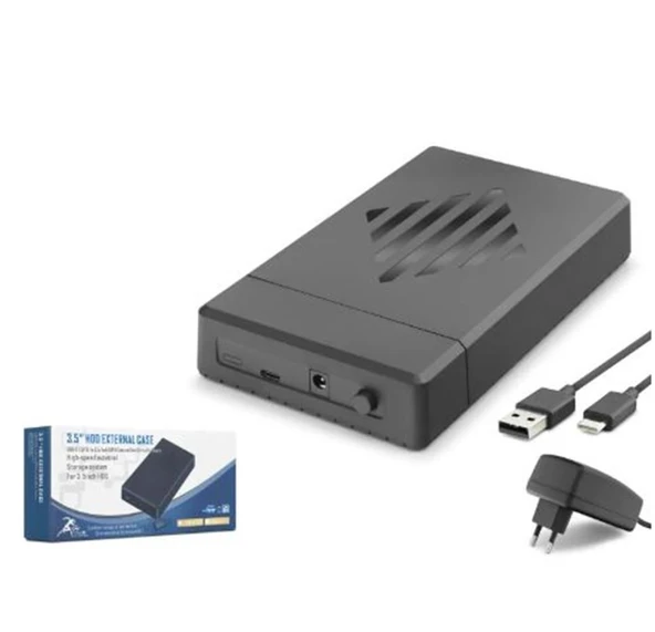 HADRON HDX1794 3.5 İnç SATA HDD Harici Disk Kutusu USB 2.0 Type-C - Siyah ürün görseli 1
