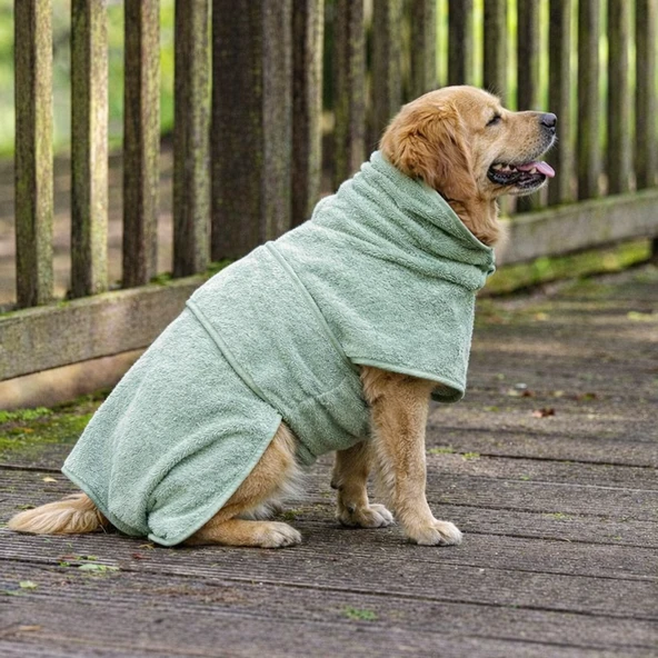%100 Pamuk Köpek Bornozu Oeko-Tex Sertifikalı Süper Emici Havlu Bademantel ürün görseli 1