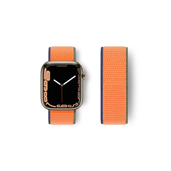 Apple Watch 42mm Hasırlı Cırtcırtlı Kordon - Turuncu ürün görseli 1