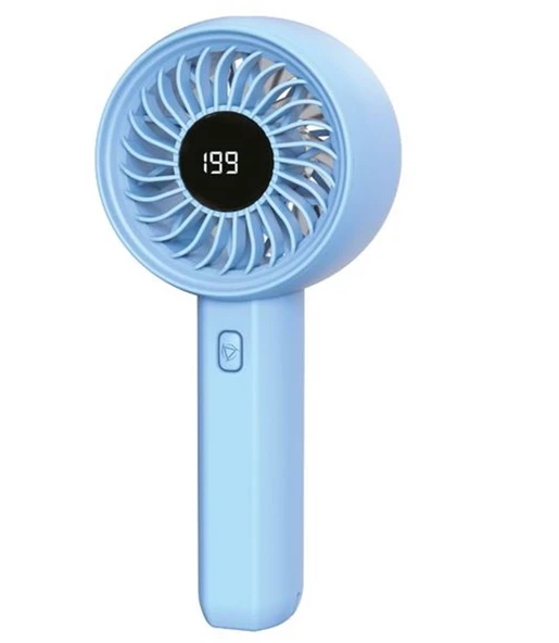 Feny FN-F45 Mavi Kademeli Ultra Sessiz Led Göstergeli Şarjlı 1800Mah Turbo Mini El Fanı ürün görseli 1