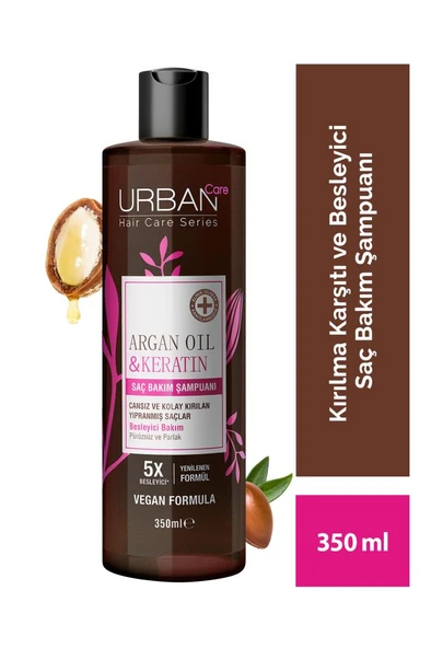 Urban Care Argan Yağı & Keratin Besleyici ve Kırılma Karşıtı Saç Bakım Şampuanı-350 ml-vegan ürün görseli 1