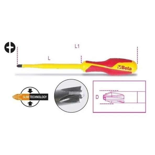 Beta 1275MQ/C Düz+Yıldız Uç Tornavida PH1+LPP ürün görseli 1