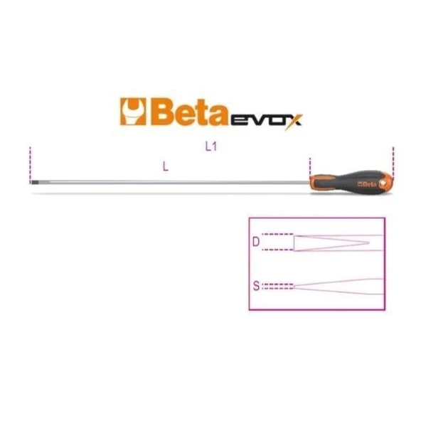Beta 1204EL Uzun Düz Tornavida 1x5x400 ürün görseli 1