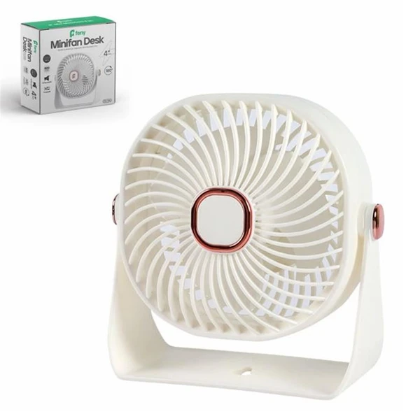 Feny FN-F55 Beyaz Ultra Sessiz 3 Kademeli Şarjlı 800Mah Masa Fanı 4" ürün görseli 1
