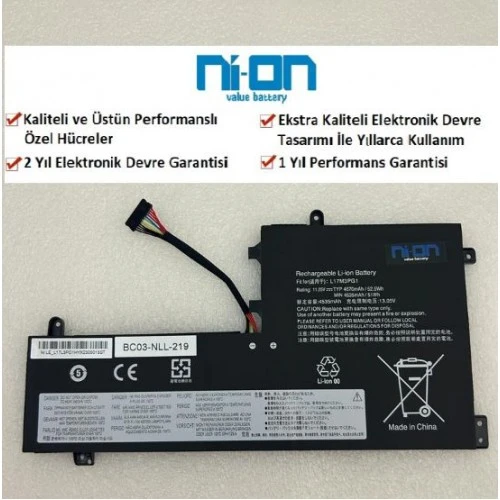 Nion Lenovo L17L3PG1 L17M3PG3 Uyumlu Notebook Batarya - Pil ürün görseli 1