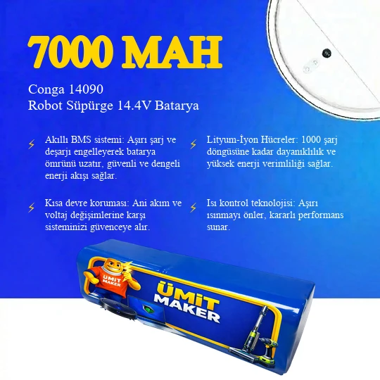 Conga 14090 Robot Süpürge 7000 mAh Batarya - Resim 3
