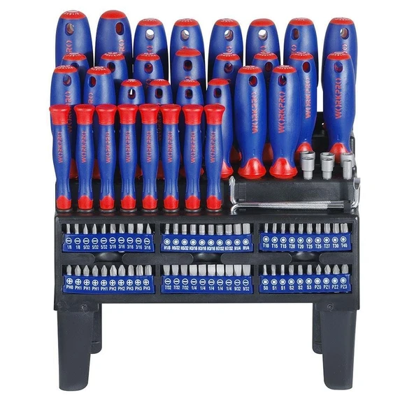 WORKPRO WP200507 Profesyonel CR-V Manyetik Tornavida ve Bits Uç Seti 100 Parça ürün görseli 1