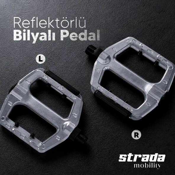 Strada Alüminyum Bilyalı Reflektörlü Bisiklet Pedalı - Resim 5