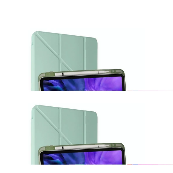Apple İpad Air 4 10.9 Kılıf Kalemlikli Mars Tablet Kılıfı - Açık Yeşil ürün görseli 1