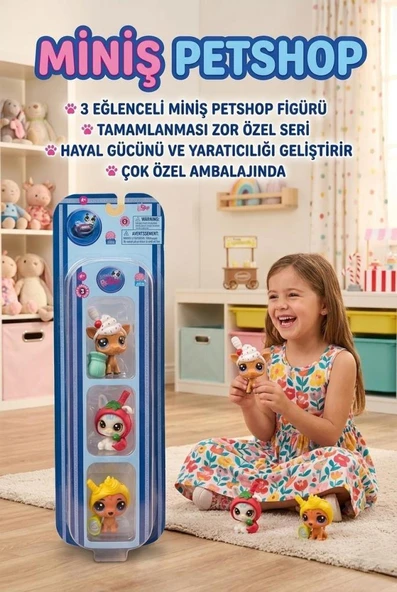 Petshop Miniş Özel Tematik 3'lü Figür Seti – Çocuklar İçin Yaratıcı Oyun ve Koleksiyon Seti ürün görseli 1