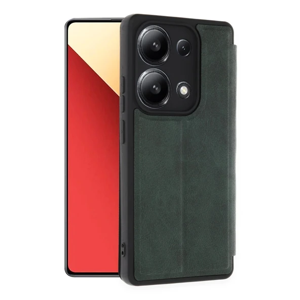 Xiaomi Redmi Note 13 4g Kılıf Flip Cover - Koyu Yeşil ürün görseli 1