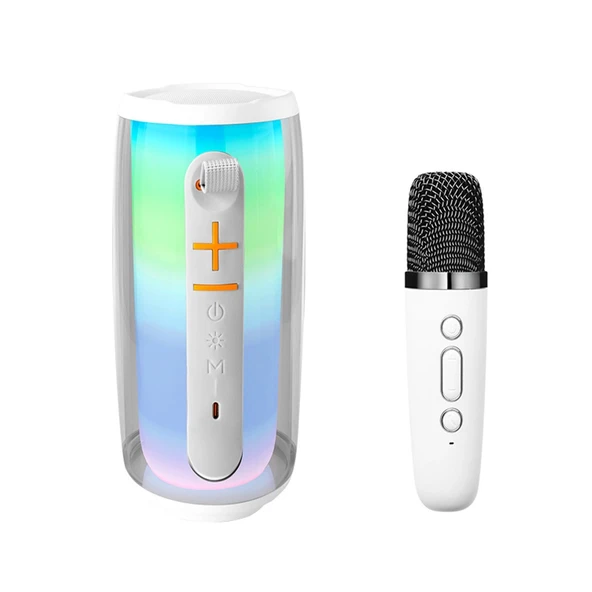 Pluse 6 Mikrofonlu Rgb Kablosuz Hoparlör - Beyaz ürün görseli 1